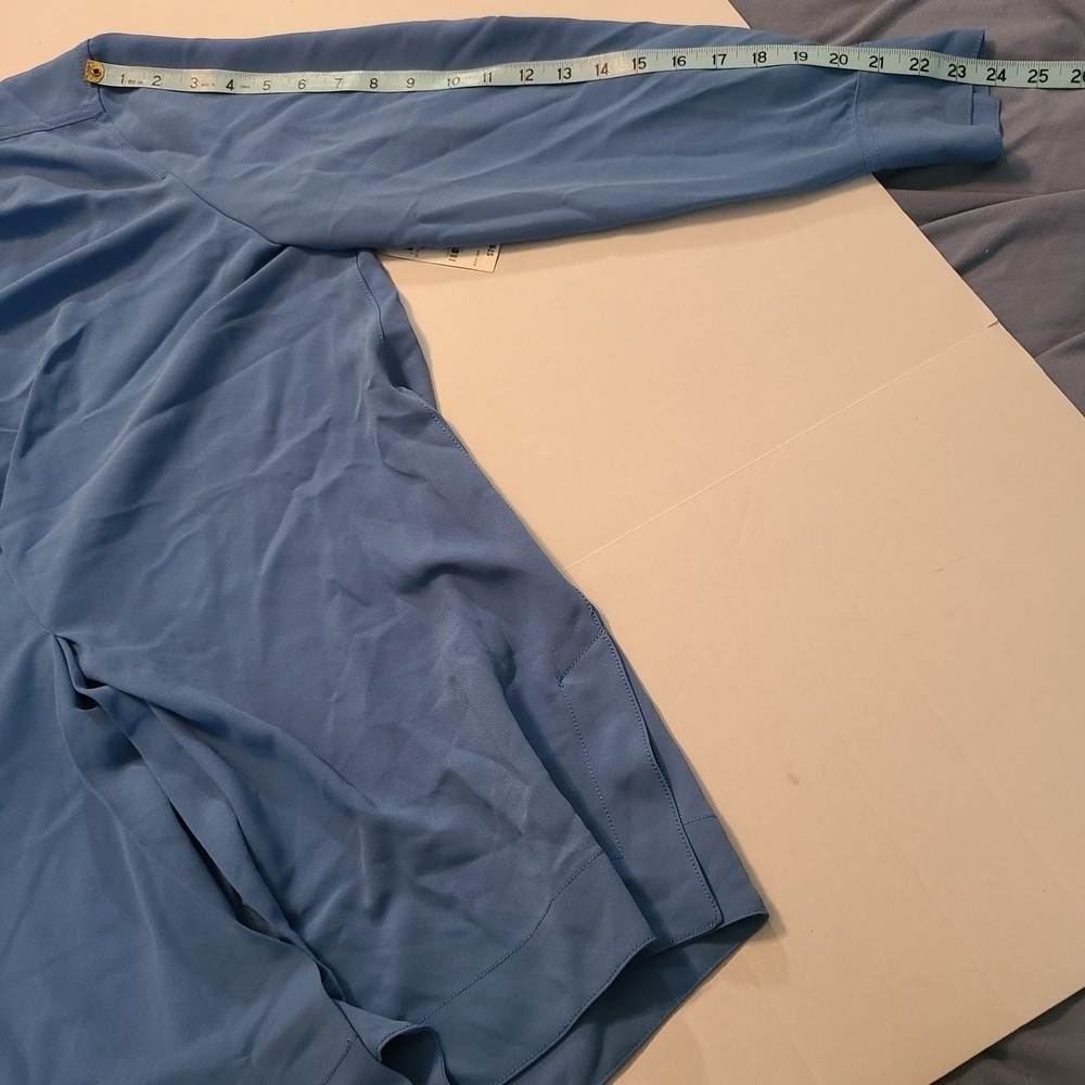 Alfani Cobalt Blue Tunic Pleated V-Neck Women's Long Sleeve Top NWT RV $79 Large - Picture 11 of 12